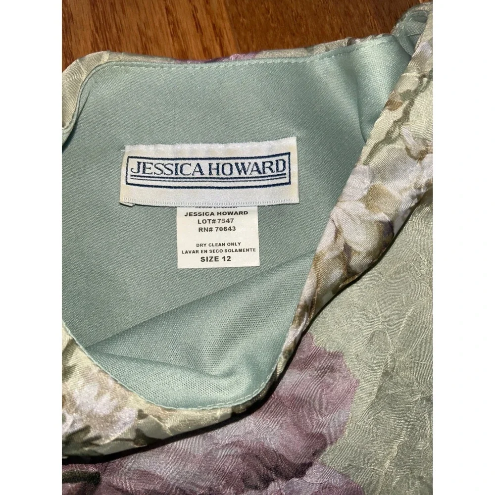 Jessica Howard Sage Green Floral 2 Piece Skirt Set Maxi Dress Sz 12 Made in USA